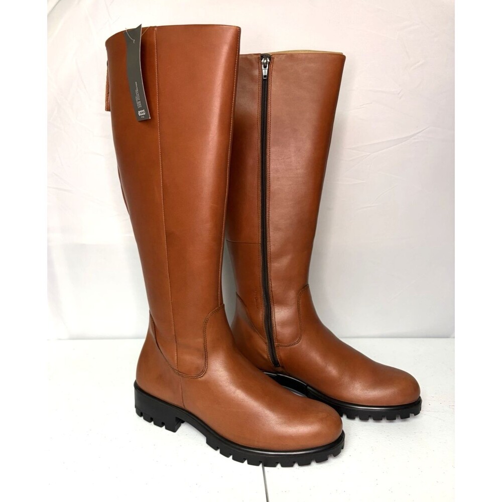 ECCO Modtray Hydromax Adjust Calf Knee-High Boot Womens Cognac US Size 8.5 M New